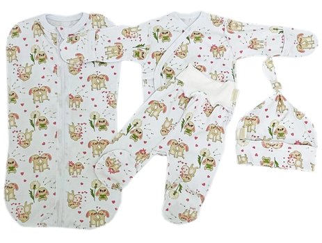 Комплект одежды для малыша из 4-х предметов с пеленкой-коконом