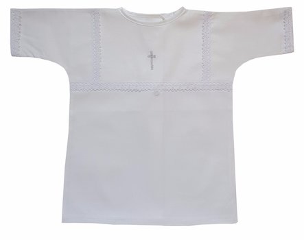 Крестильная рубашка с белой тесьмой